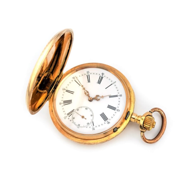 3 Deckel Savonette Taschenuhr 585er Gold ziseliert