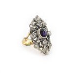 Farbwechsel Saphire Barock Ring 750er mit Diamanten