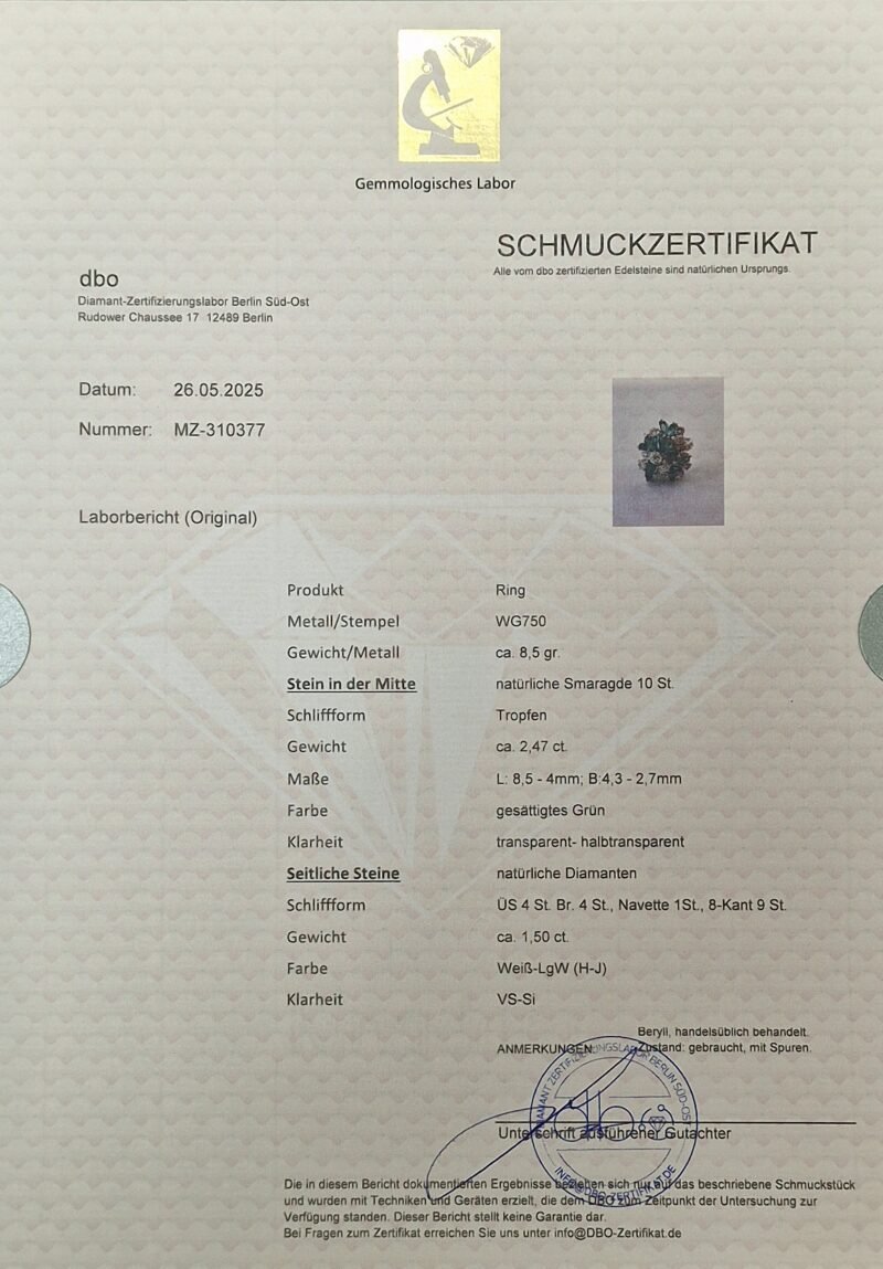 Smaragdring im Cluster Style 750er Weissgold 6 Smaragdring im Cluster Style 750er Weissgold