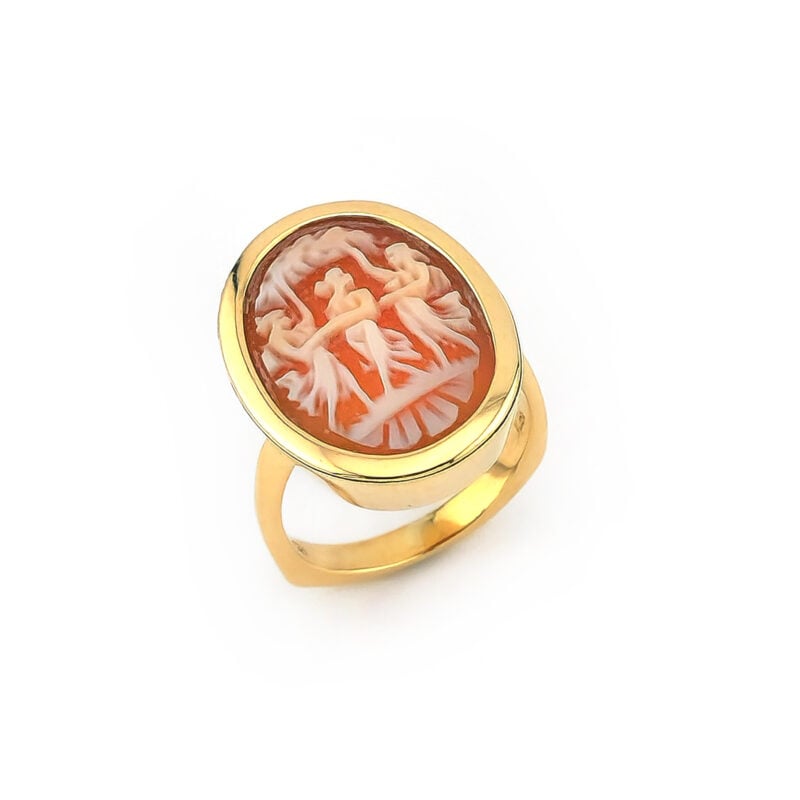 3 Grazien Muschelgemme Ring aus 750er Gold