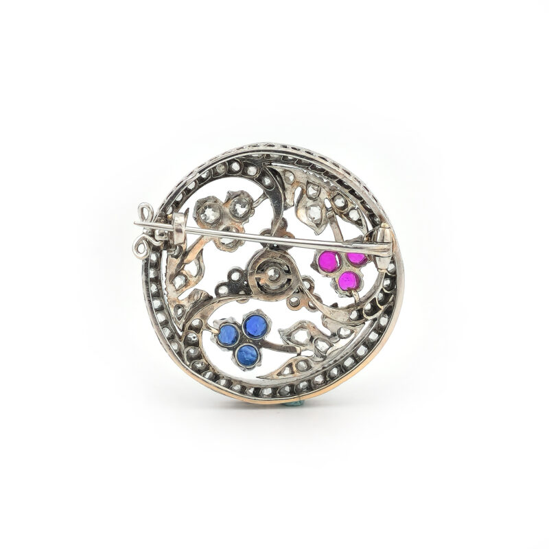 Antike Brosche aus Gold, Silber und Edelsteinen 4 Antike Brosche aus Gold, Silber und Edelsteinen