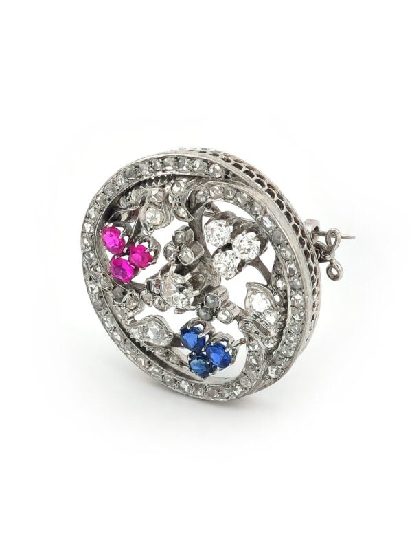 Antike Brosche aus Gold, Silber und Edelsteinen (3)