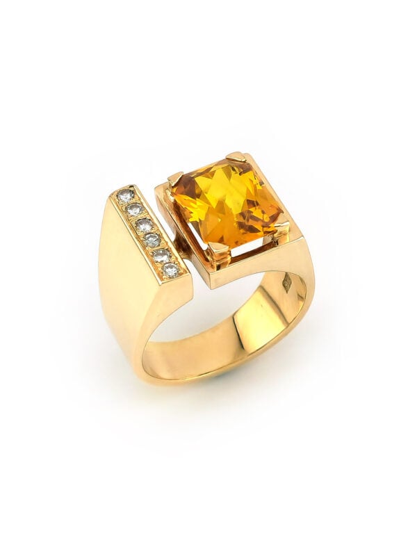 Citrin Ring mit Diamanten 585er Gold