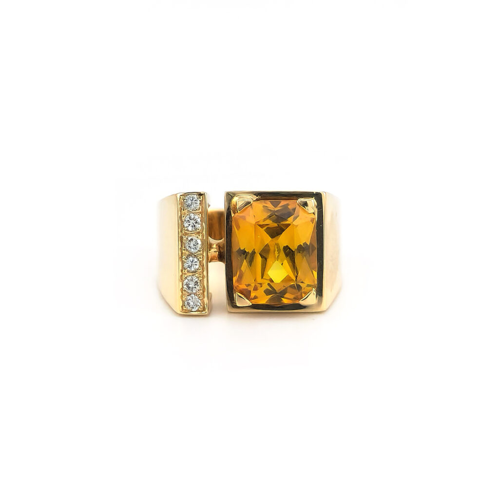 Citrin Ring mit Diamanten 585er Gold (2)