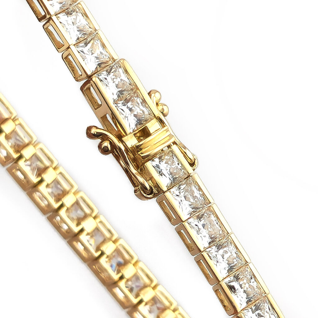 Schlichtes Zirkonia Tennisarmband aus 585er Gold (2)