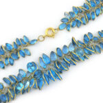 Einmaliges Blautopas Collier 750er Gold 42 cm