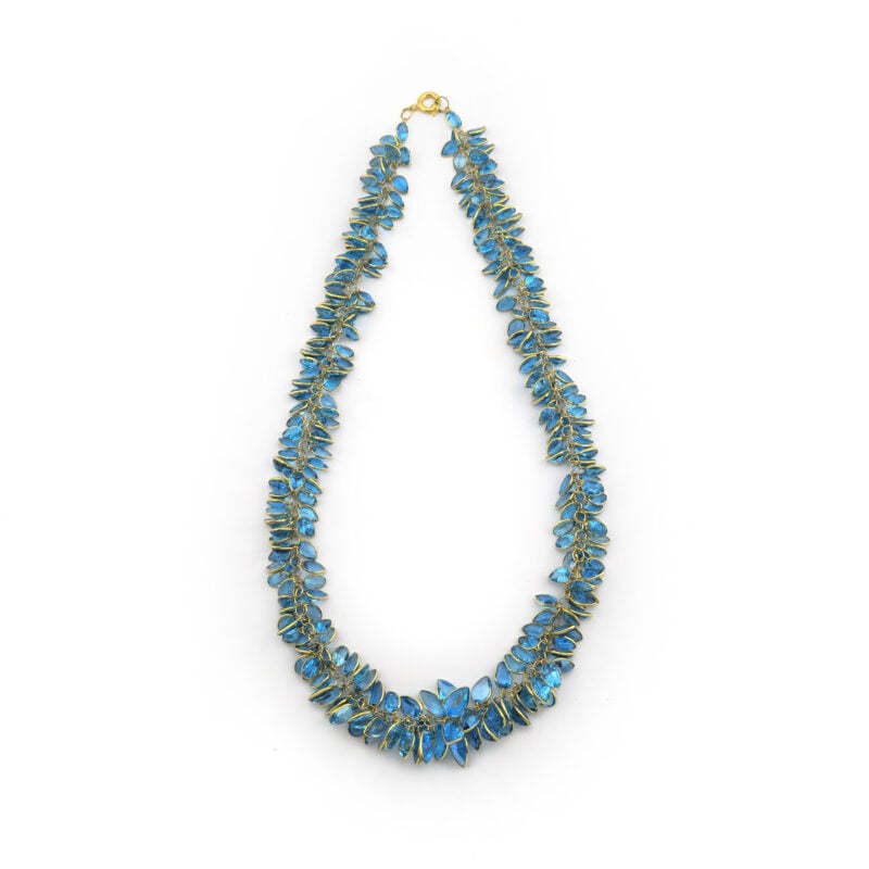 Einmaliges Blautopas Collier 750er Gold 42 cm 3 Einmaliges Blautopas Collier 750er Gold 42 cm