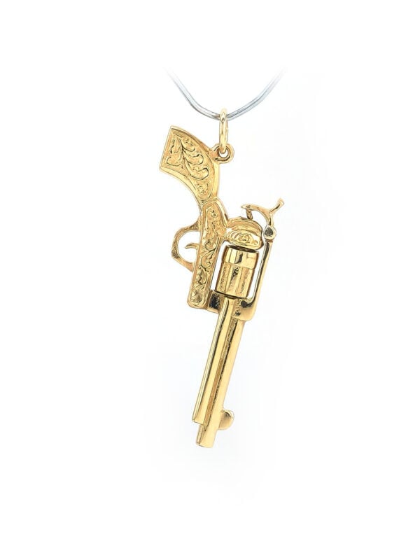 Revolver Anhänger aus 8 Karätigem Gelbgold