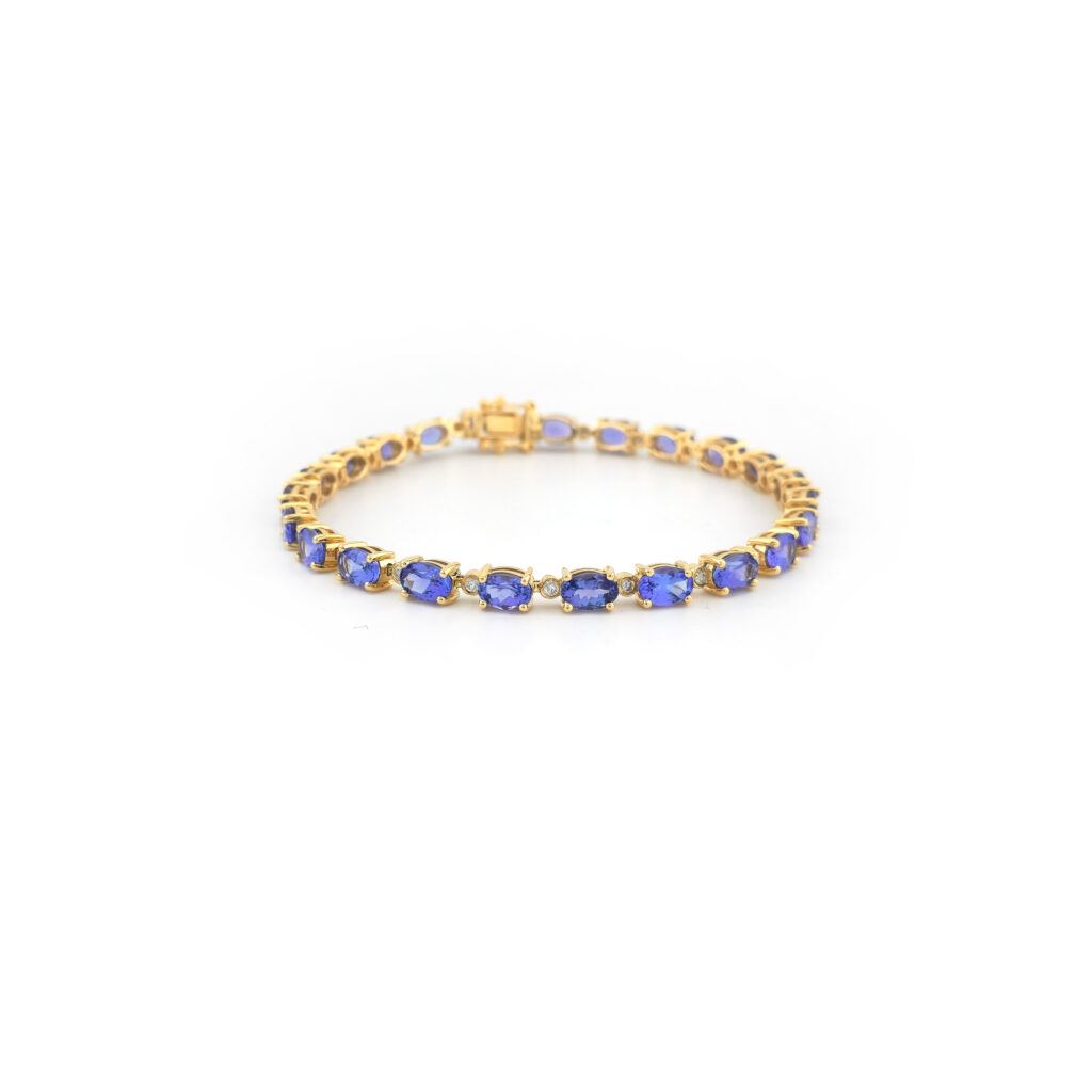 Tansanit Armband mit Diamanten 585er Gold Zert.