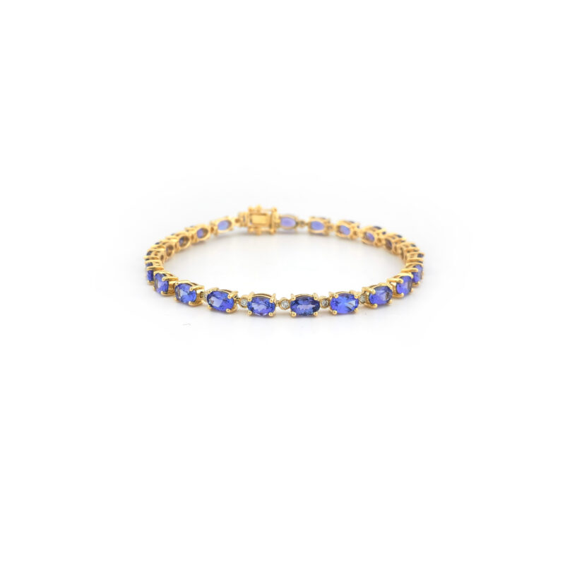 Tansanit Armband mit Diamanten 585er Gold Zert. 6 Tansanit Armband mit Diamanten 585er Gold Zert.