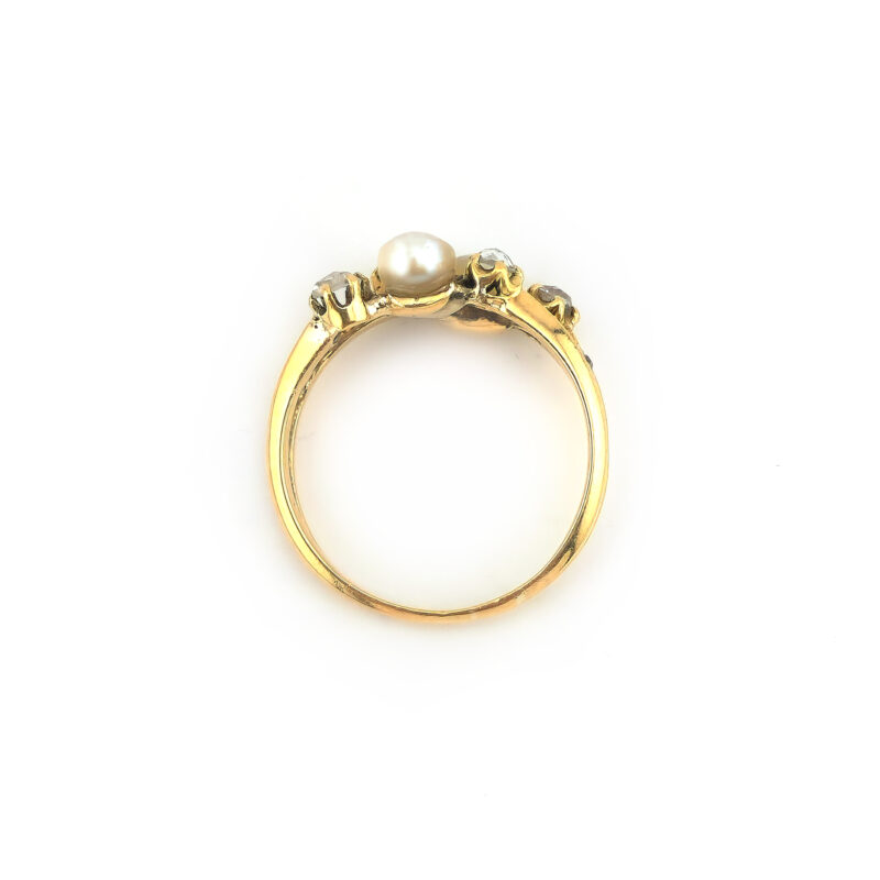 Antiker Toi et Moi Perlen Diamant Ring 750er Gold