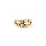 Antiker Toi et Moi Perlen Diamant Ring 750er Gold