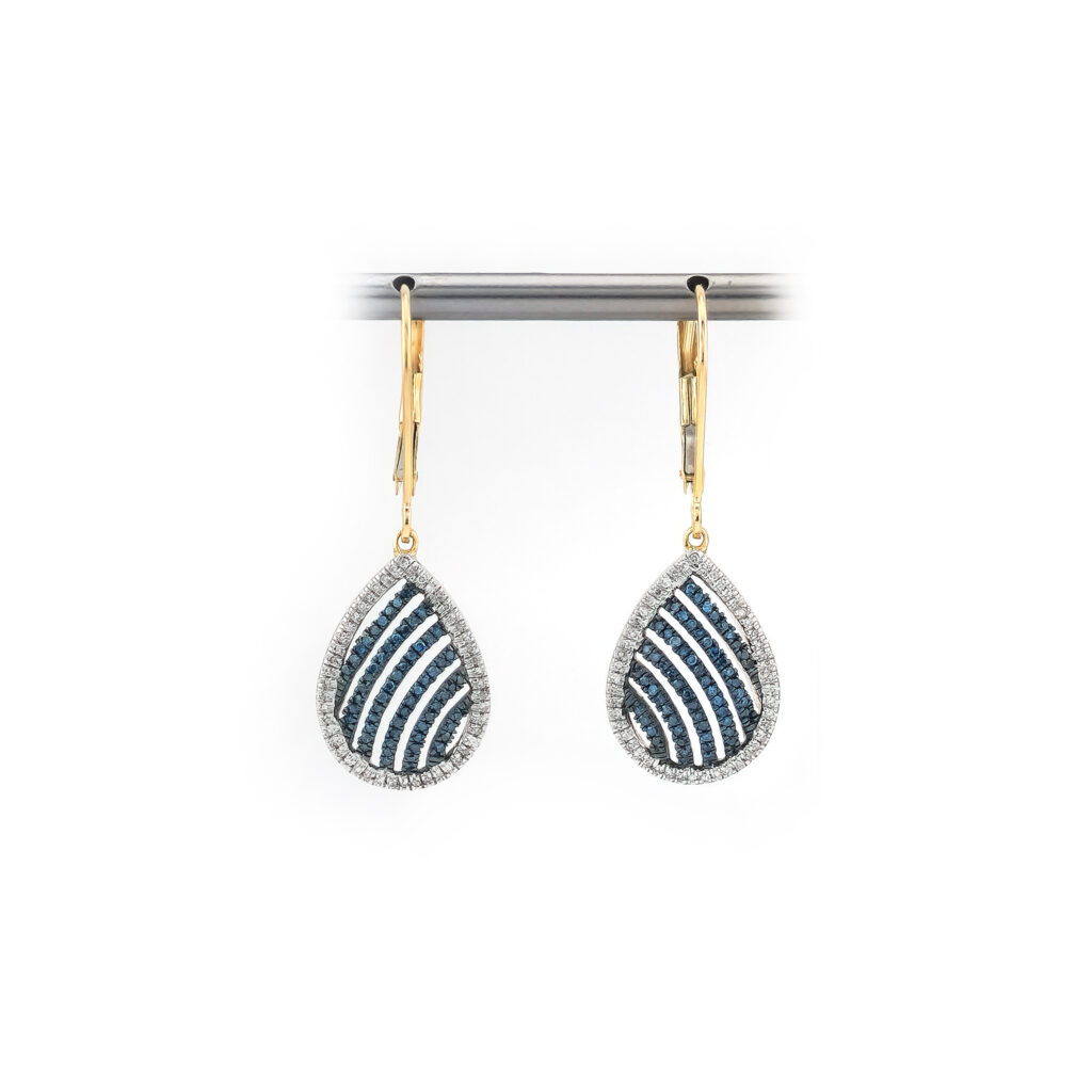 Blaue Diamant Ohrringe aus Gold in Tropfenform
