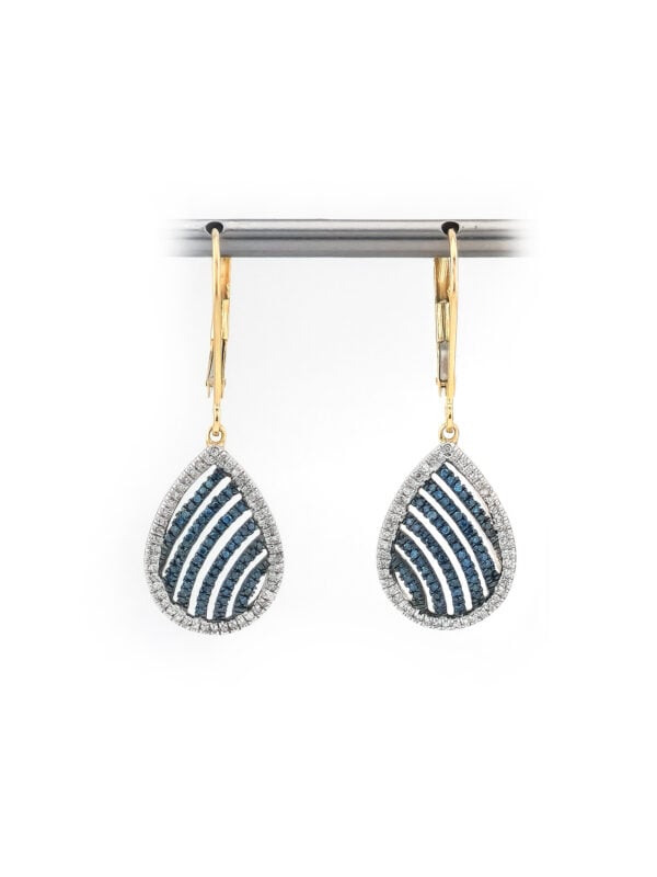 Blaue Diamant Ohrringe aus Gold in Tropfenform