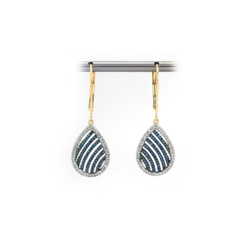 Blaue Diamant Ohrringe aus Gold in Tropfenform
