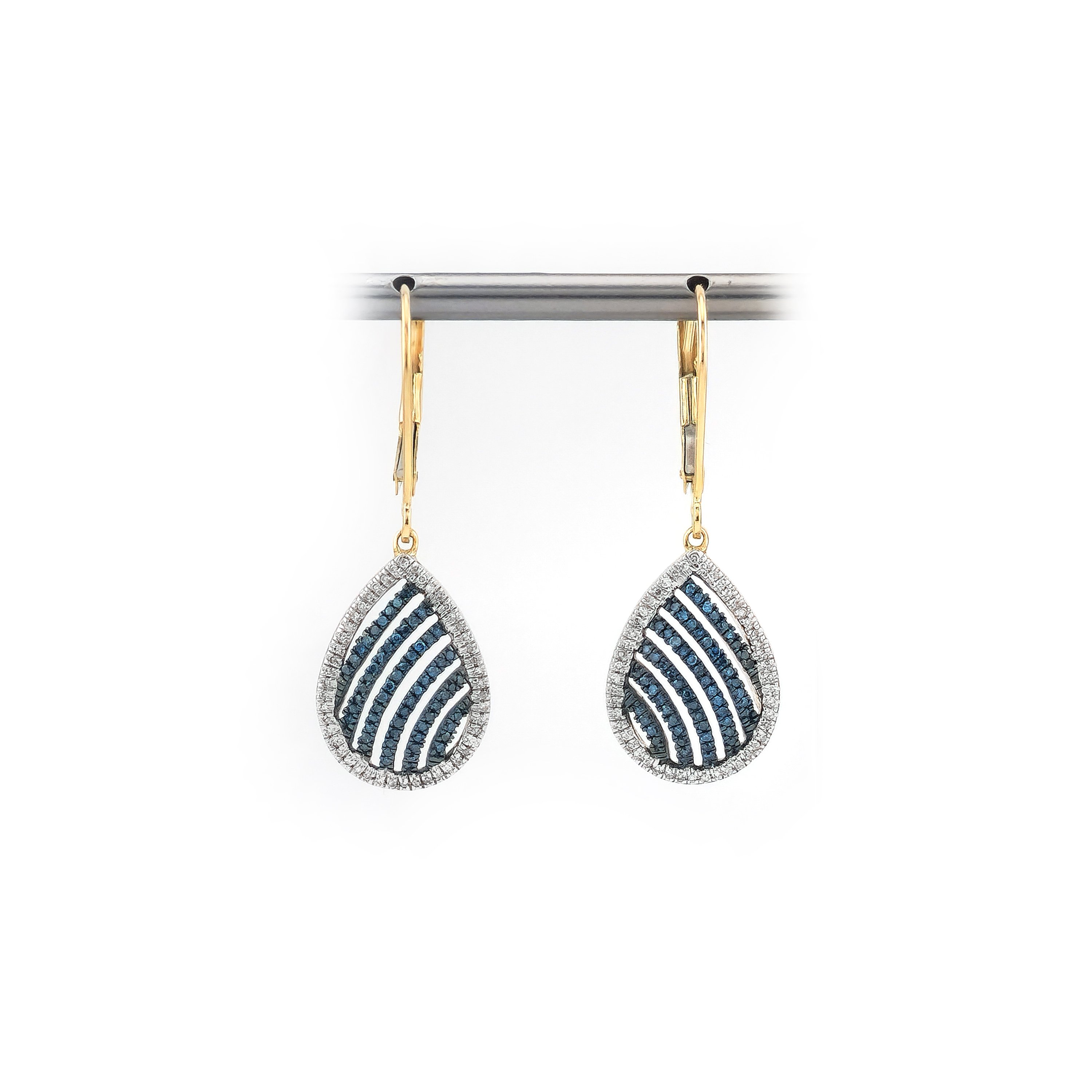 Blaue Diamant Ohrringe aus Gold in Tropfenform