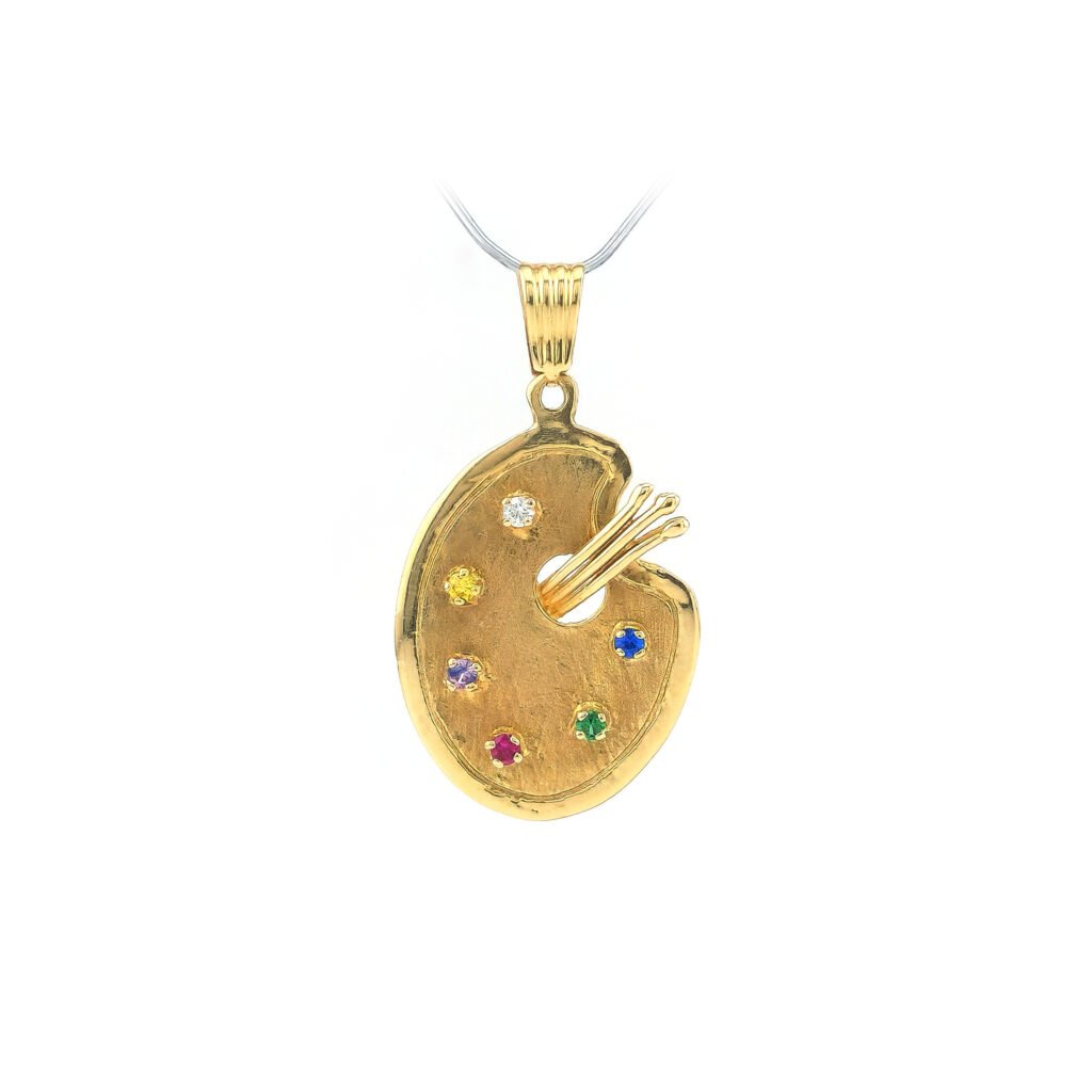 Malpaletten-Anhänger aus 585er Gold und Zirkonia