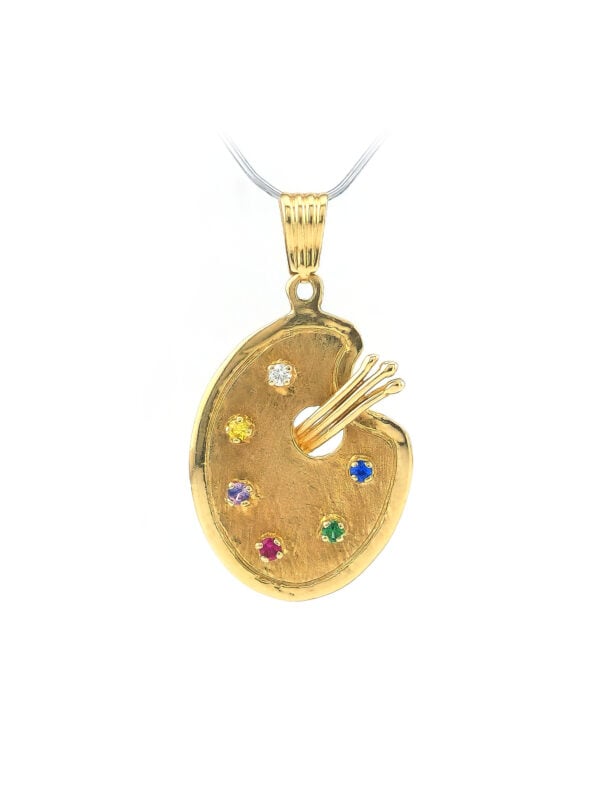 Malpaletten-Anhänger aus 585er Gold und Zirkonia