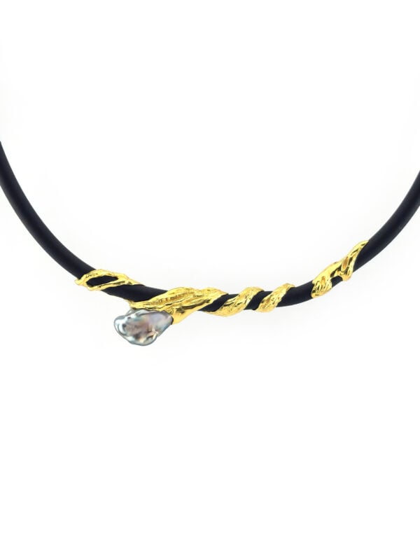 Tahiti-Keshi-Perle Collier 750er auf Kautschuk