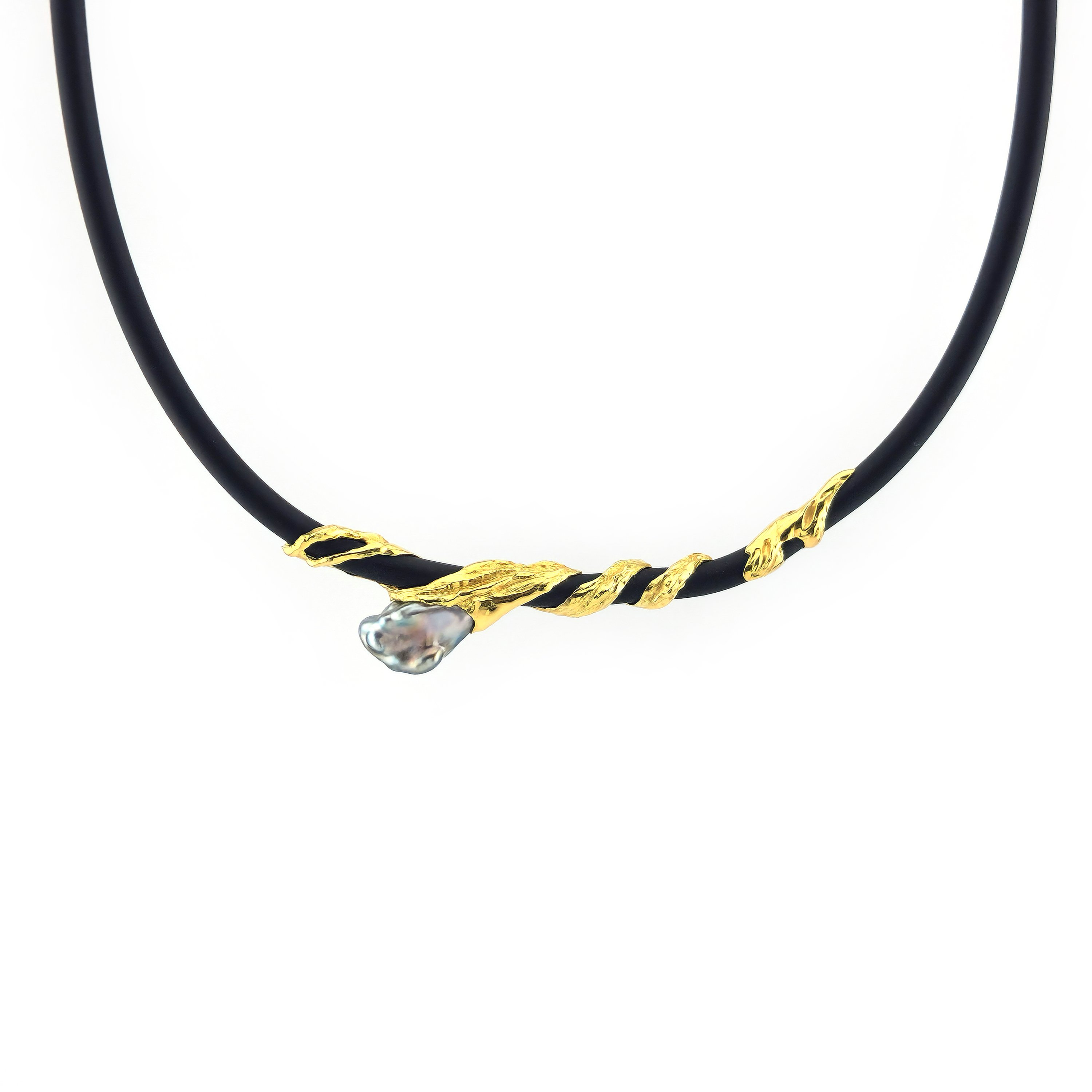 Tahiti-Keshi-Perle Collier 750er auf Kautschuk