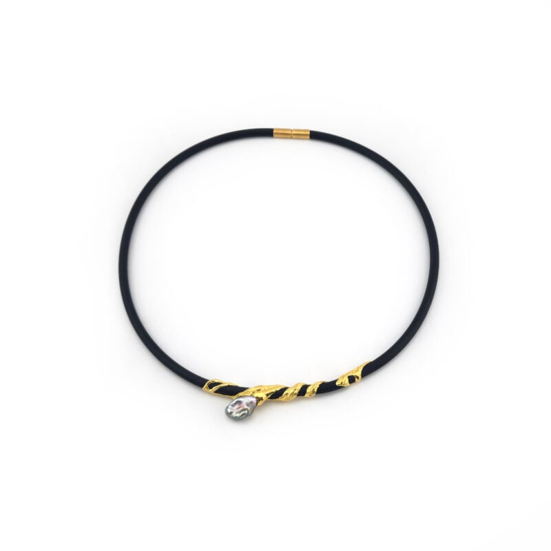 Tahiti-Keshi-Perle Collier 750er auf Kautschuk