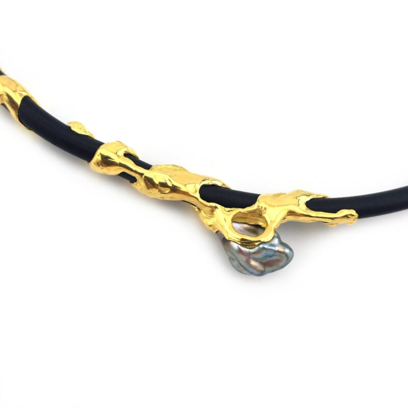 Tahiti-Keshi-Perle Collier 750er auf Kautschuk