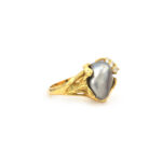 Tahiti-Keshi-Perle Ring mit 3 Diamanten 750er Gold