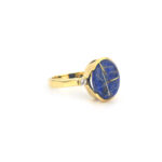 Rutilquarz auf Lapislazuli Ring Gelbgold