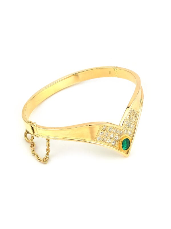 Armreif V-Form mit Smaragd und Diamant 585er Gold (6)
