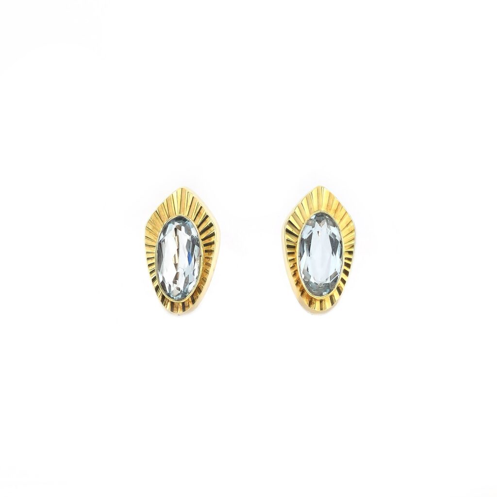 Jugendstil Ohrringe Aquamarin 585er Gold
