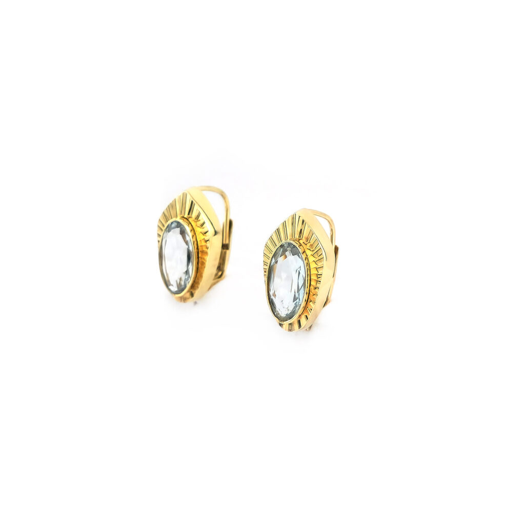 Jugendstil Ohrringe Aquamarin 585er Gold (4)