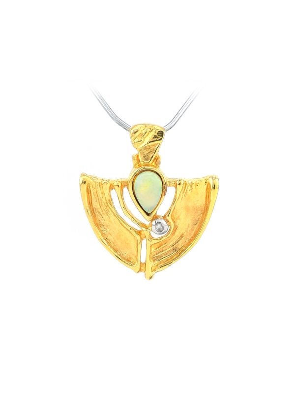 Opal Anhänger mit Diamant Gelbgold