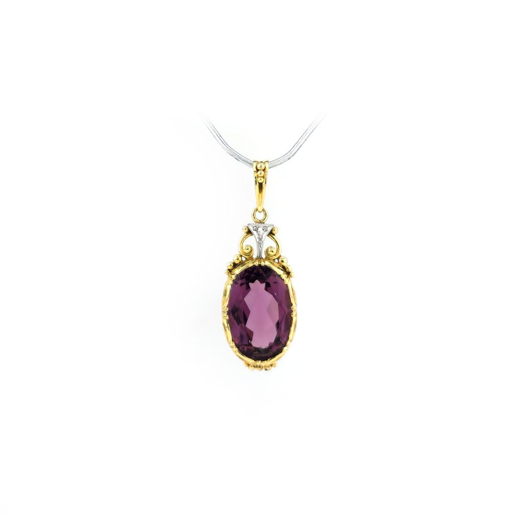 Prachtvoller Vintage Gold Anhänger mit Amethyst
