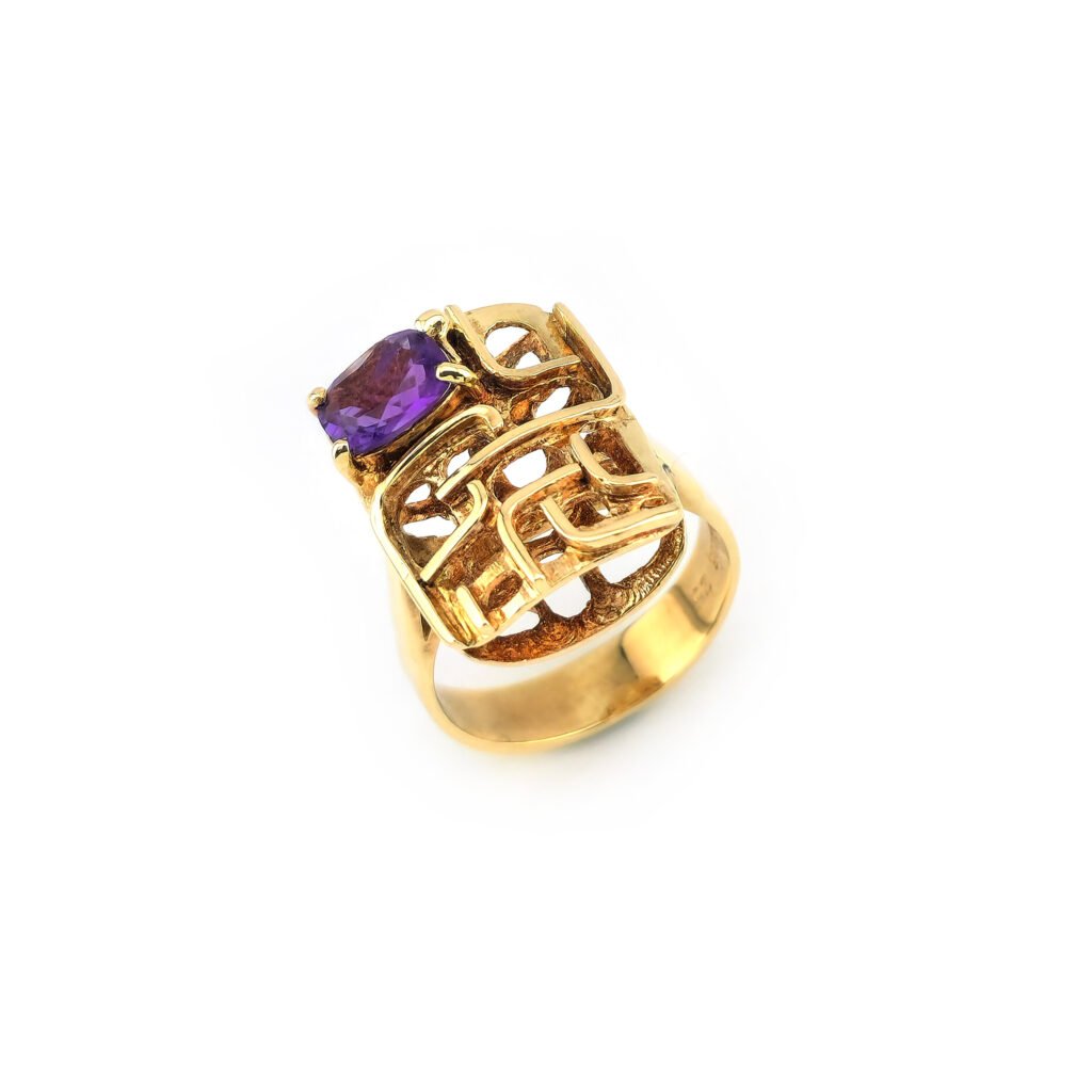 Retro Amethyst 585er Goldring