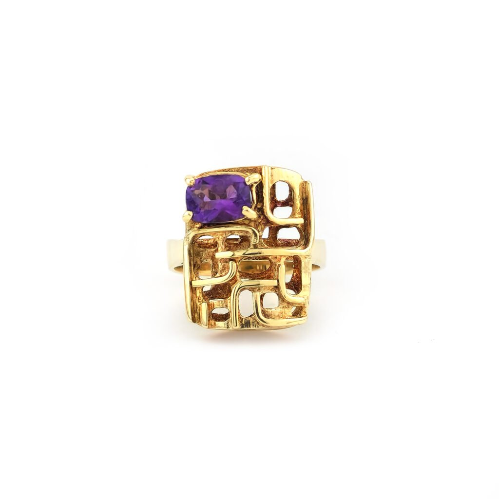 Retro Amethyst 585er Goldring (2)