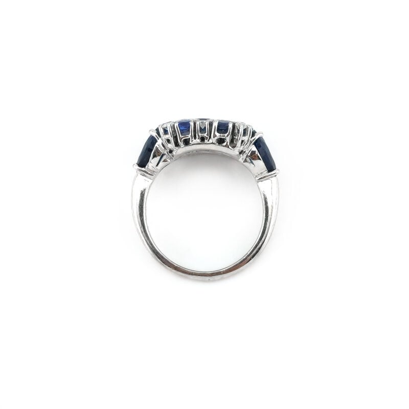 Saphir / Diamant Clusterring 750er Gold Zert. 5 Saphir / Diamant Clusterring 750er Gold Zert.