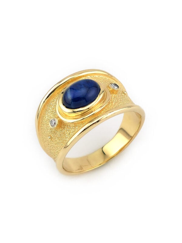 Bandring mit Saphir Cabochon in 585er Gold