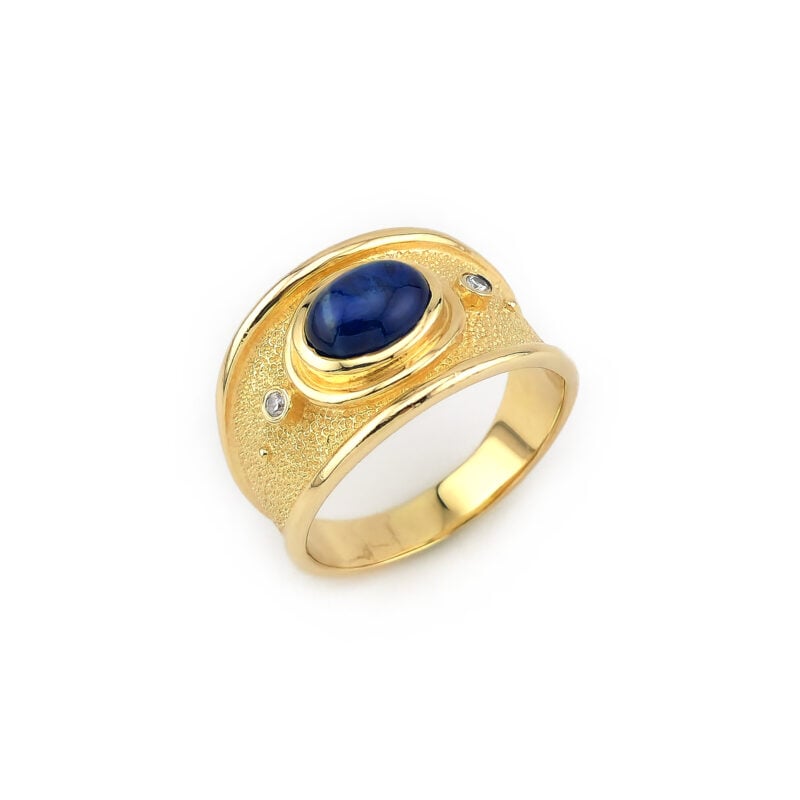 Bandring mit Saphir Cabochon in 585er Gold 1 Bandring mit Saphir Cabochon in 585er Gold
