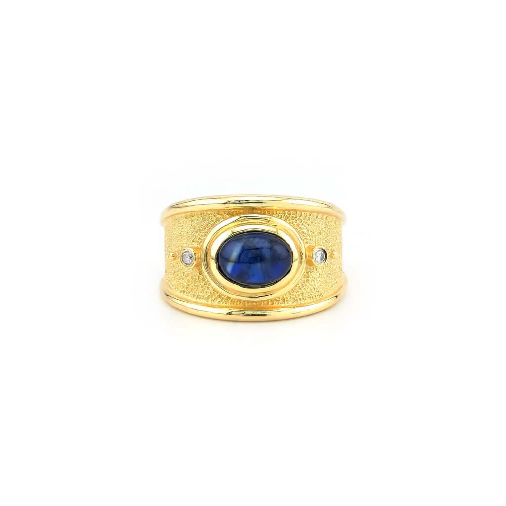Bandring mit Saphir Cabochon in 585er Gold (5)