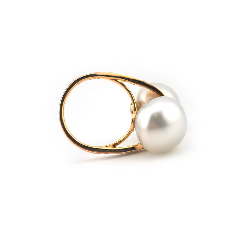 Diamantring Toi et Moi mit Südsee Perlen 750er