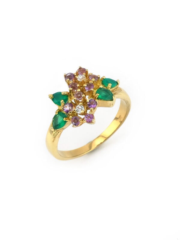 Farbenfroher Ring aus Gelbgold