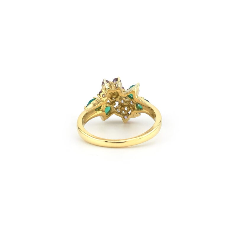 Farbenfroher Ring aus Gelbgold