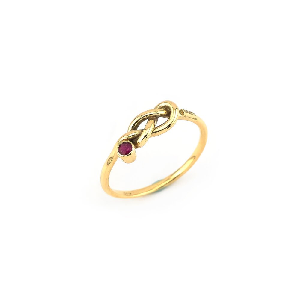 Knotenring 585er Gold mit Rubin