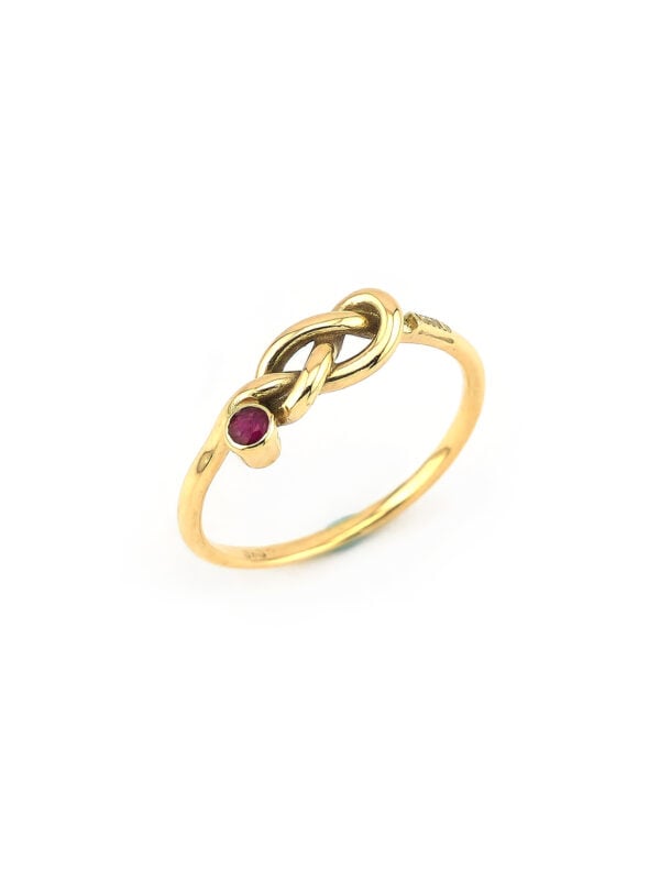 Knotenring 585er Gold mit Rubin