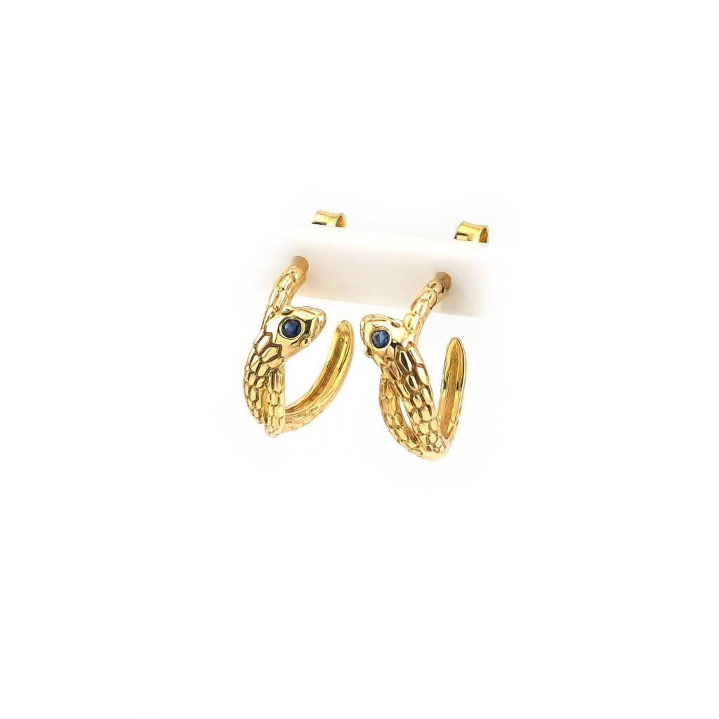 Schlangen Ohrringe mit Saphir aus Gold (4)