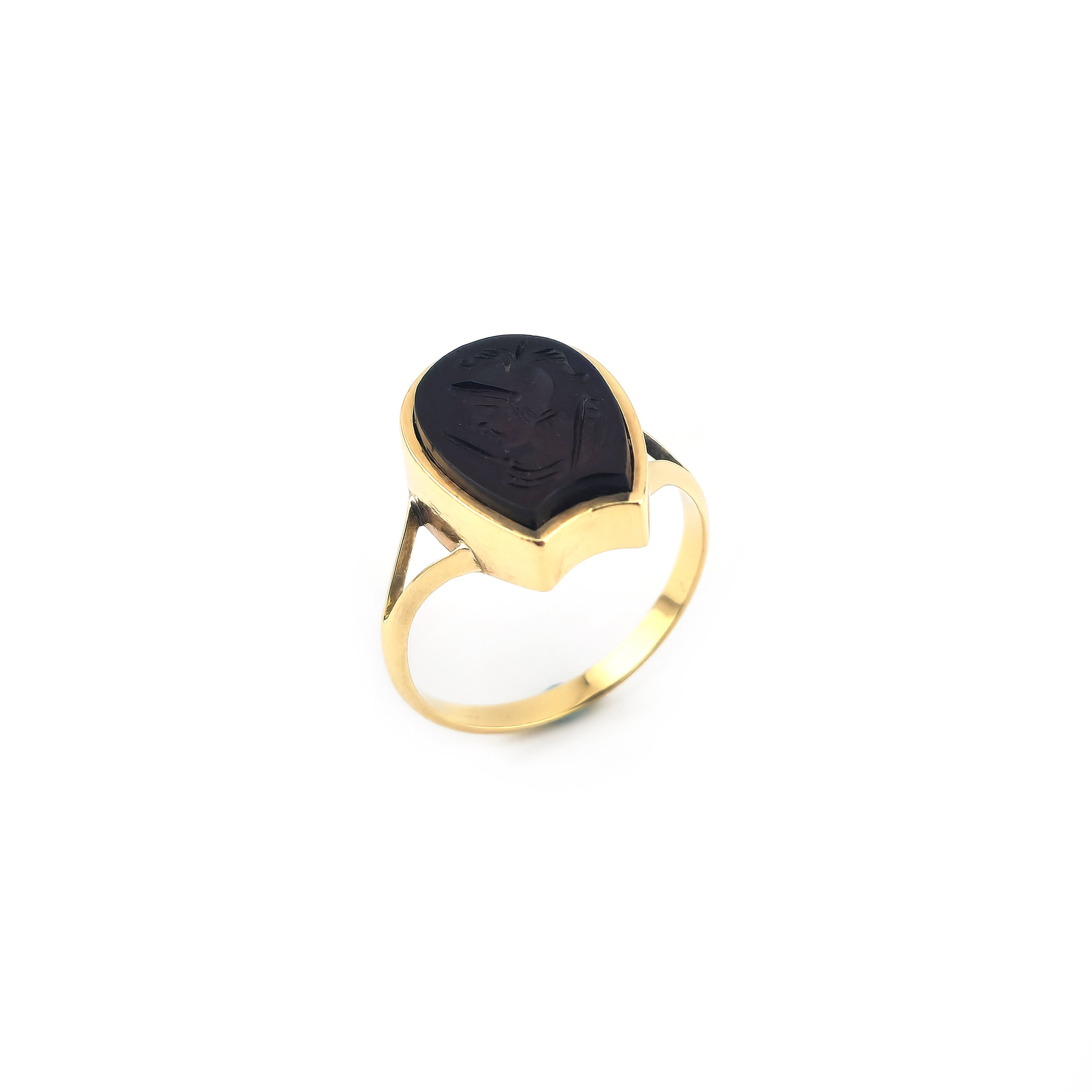 Schwarzer Onyx Ring 585er Gold