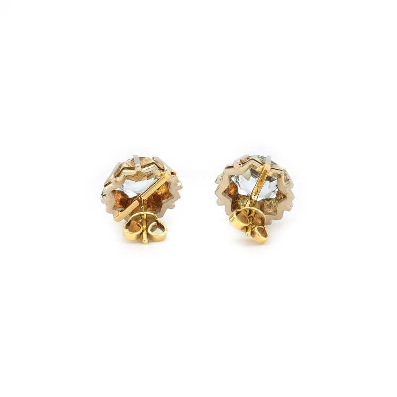 Vintage Aquamarin Bicolor Ohrstecker 585er Gold