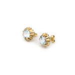 Vintage Aquamarin Bicolor Ohrstecker 585er Gold