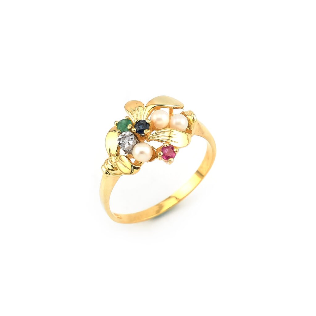 Vintage Cluster Ring Gold mit Edelsteinen