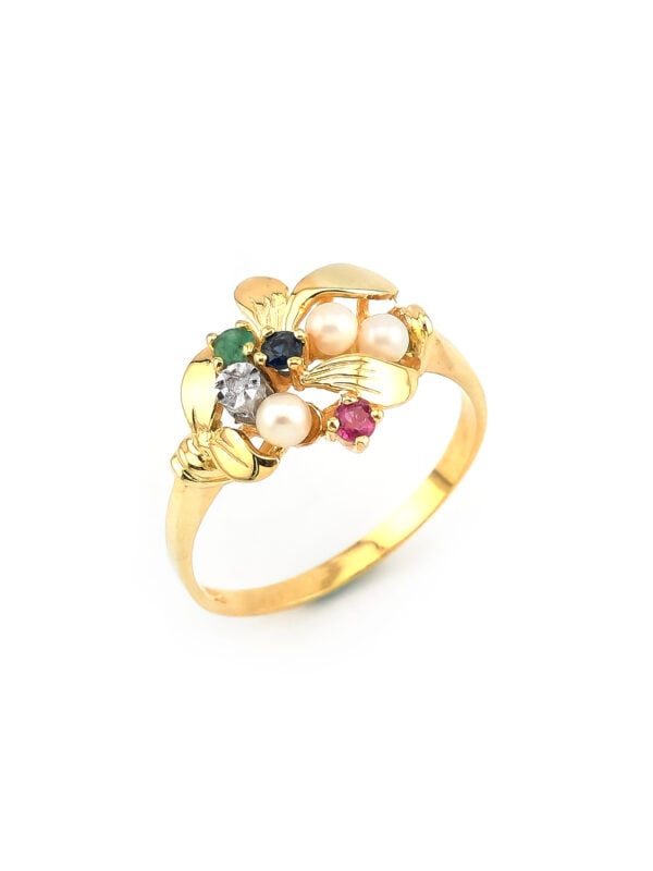 Vintage Cluster Ring Gold mit Edelsteinen